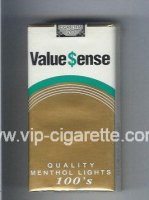 Value Sense Quality Menthol Lights 100s cigarettes soft box