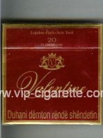 Valentine International 100s cigarettes wide flat hard box