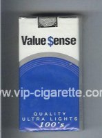 Value Sense Quality Ultra Lights 100s cigarettes soft box