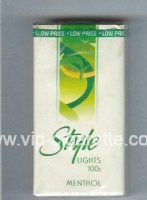 Style Lights Menthol 100s cigarettes soft box