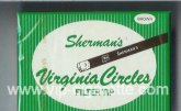 Sherman's Virginia Circles Filter Tip Brown Cigarettes wide flat hard box