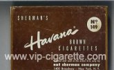 Sherman's Havana Brown Cigarettes No 149 wide flat hard box